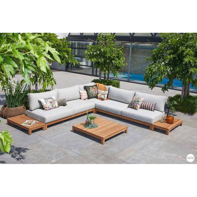 KURSI SUDUT SOFA OUTDOOR BUSA TEBAL PLUS BANTAL PELUK KAYU JATI