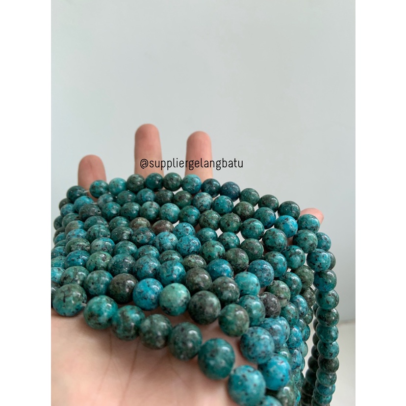 batu 10mm BLUE RHODONITE CHALCEDONY akik biru bacan rangkai aksesoris