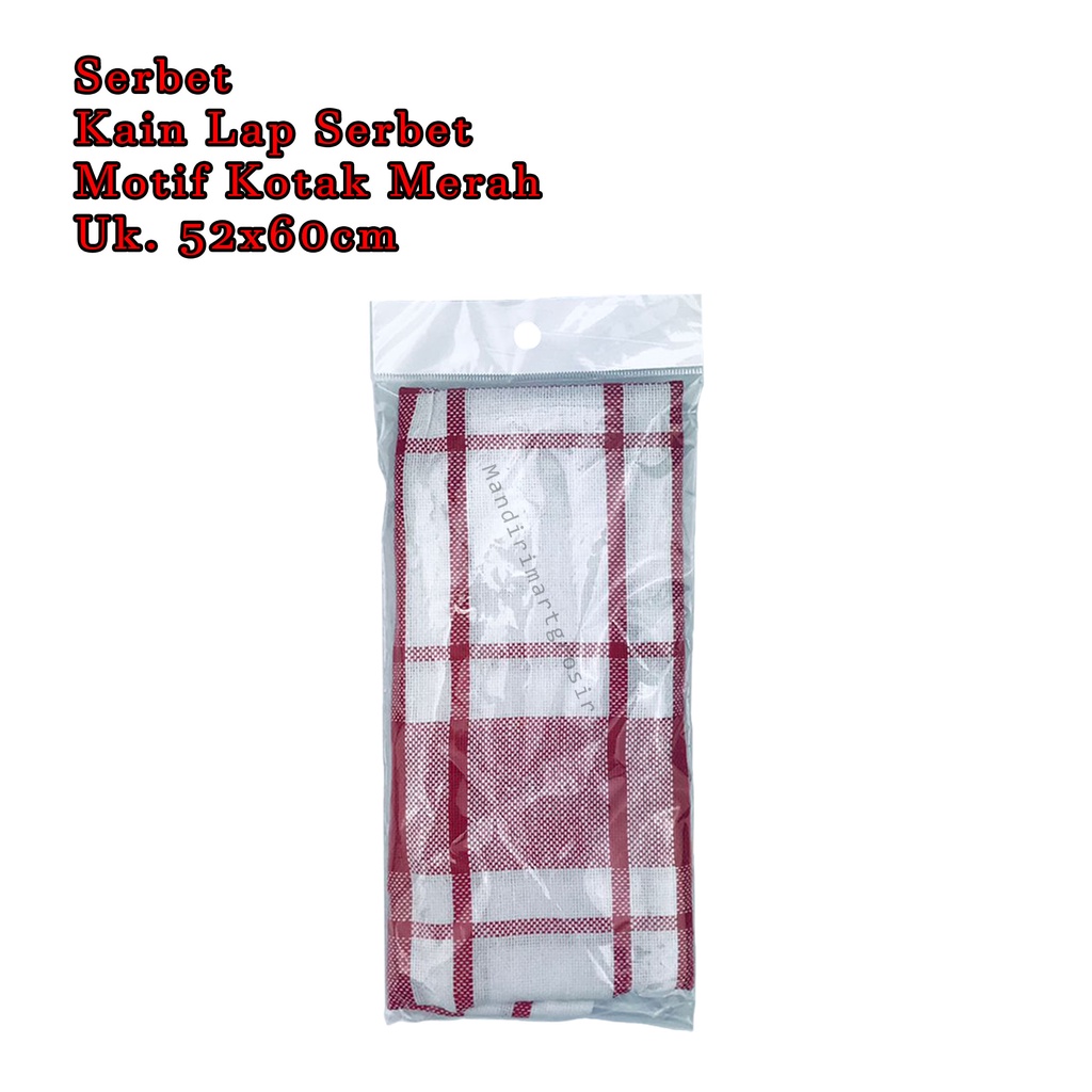 Kain Lap Serbet *Serbet * Motif Kotak  * Uk. 52x60cm