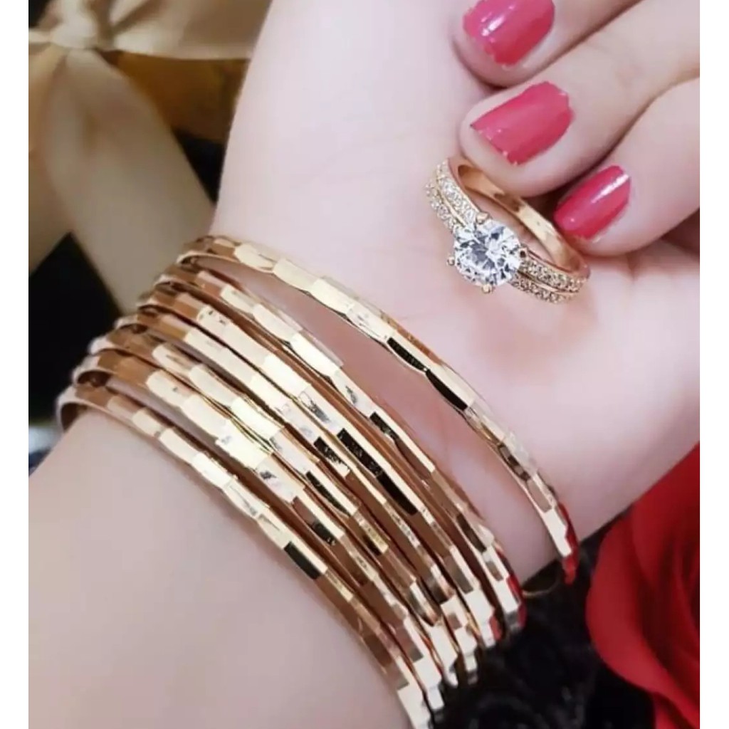 calistanauliolshop Gelang Tangan Keroncong Kaca isi 7 pcs Free cincin (COD)