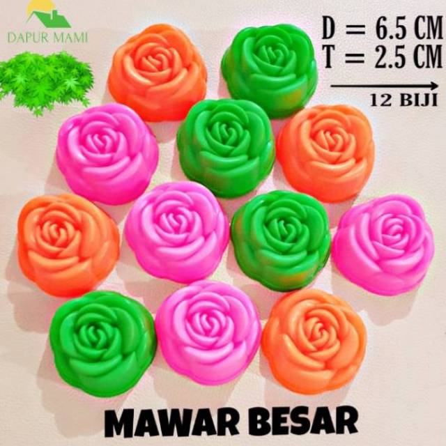 DAPURMAMI 12 BIJI Cetakan Puding Jelly Agar Cake Kukus MAWAR BESAR | Shopee Indonesia