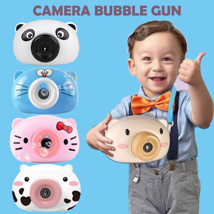 Mainan Bubble Anak Kamera Gelembung Busa Sabun Bubble Camera Lampu Dan Musik