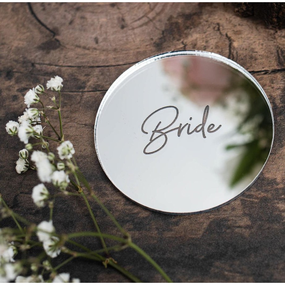 

[Grafir] Round Acrylic Silver Mirror | Bisa custom nama | Tag Akrilik