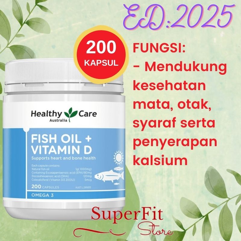 Jual Healthy Care Fish Oil Vitamin D 200 Kapsul Shopee Indonesia