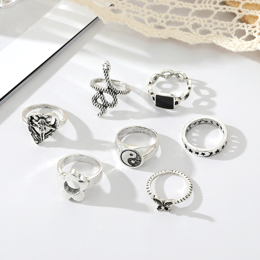 7pcsset Cincin Aneka Desain Untuk Wanita Butterfly