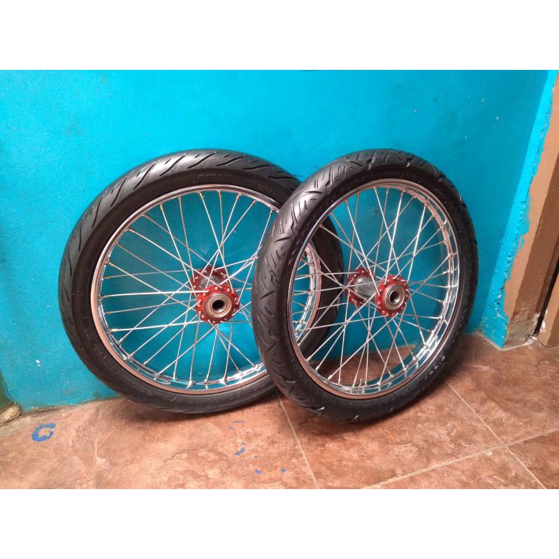 Roda gerobak Dorong model jeruji ruji jari2 motor ring 17 sepasang .tanpa As roda