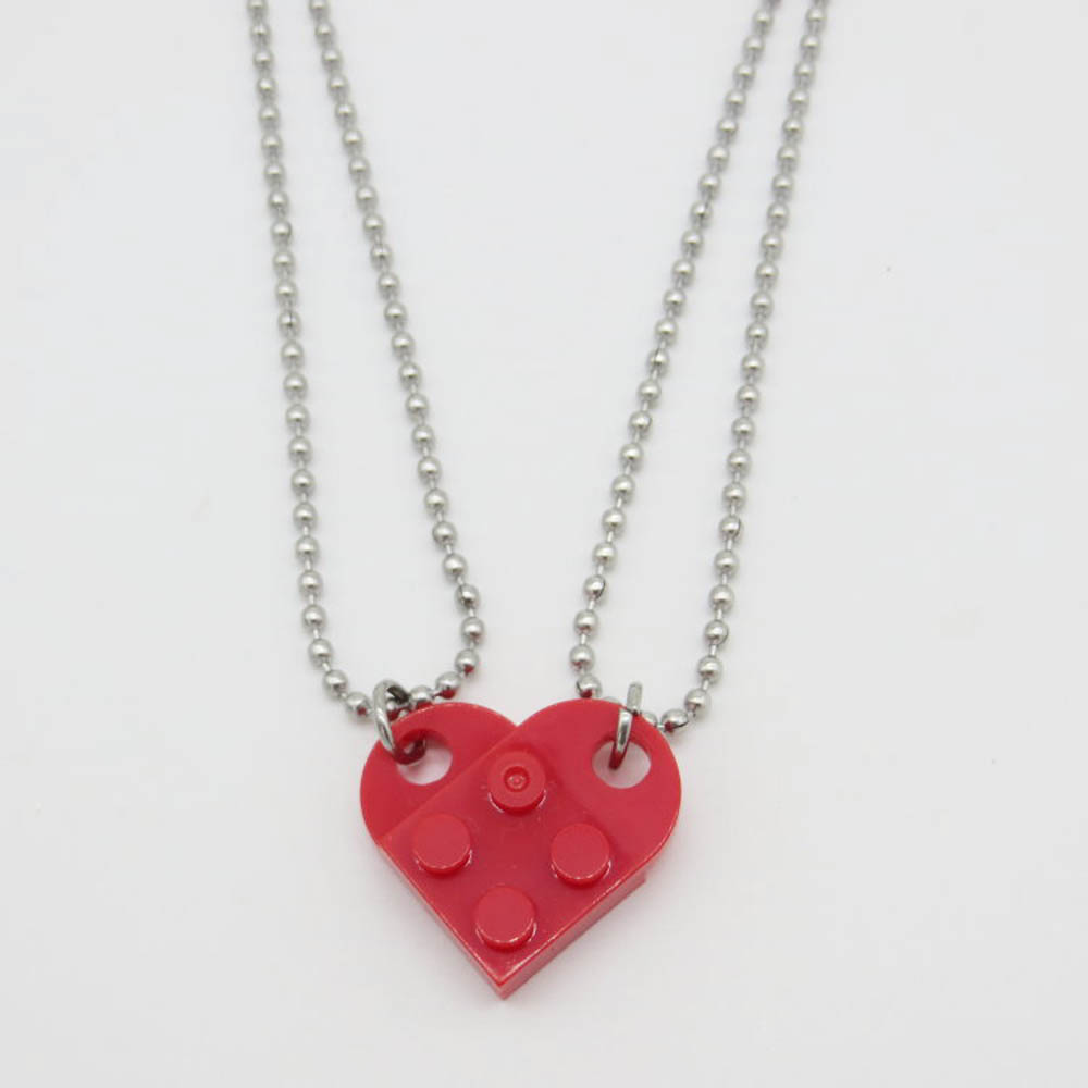Kalung Liontin Batu Bata Bentuk Hati Model Lego Untuk Hadiah Valentine