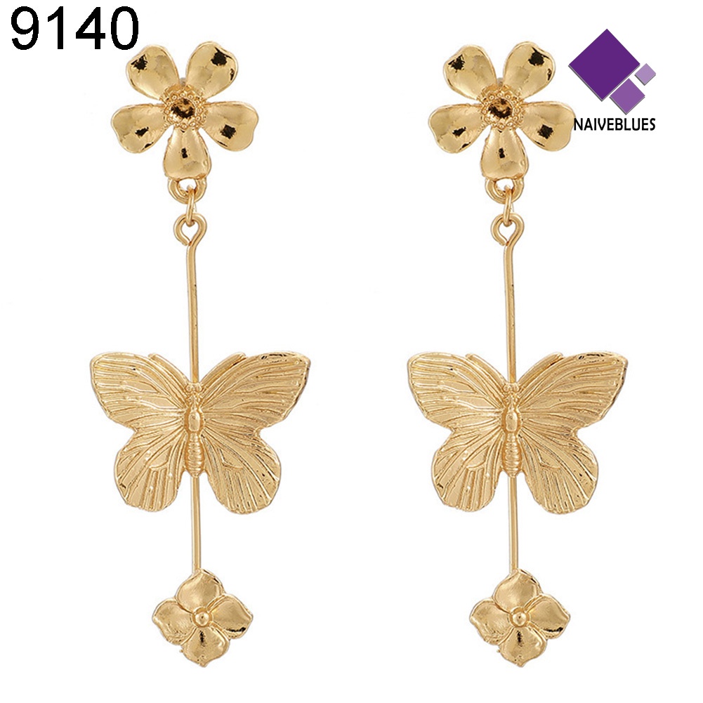 Anting Stud Kait Juntai Bentuk Daun Bunga Butterfly Untuk Wanita