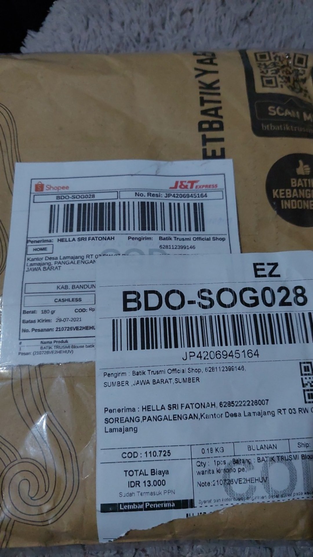 Batik Trusmi Blouse Batik Wanita Kimono Pe