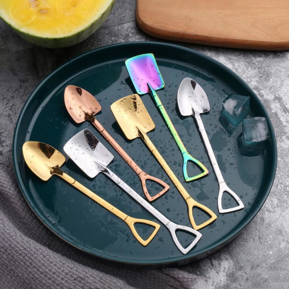 Sendok Sekop Kopi Gagang Panjang Bahan Stainless Steel 410 Warna Dazzle
