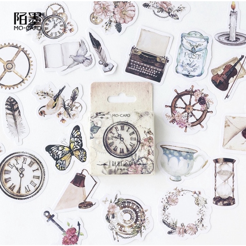(45 PCS) STICKER AESTHETIC CUTE BOX STIKER LUCU MURAH BINATANG ORANG BUNGA SCRAPBOOK STIKER HP-Ancient
