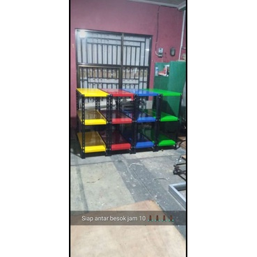 Rak besi 3 susun P120 L30 T1m + kaki karet