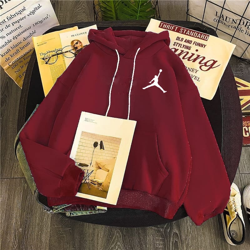 Hoodie Jordan Pria Wanita Basic Bahan Fleece ori Tidak nerwang Gramasi 240