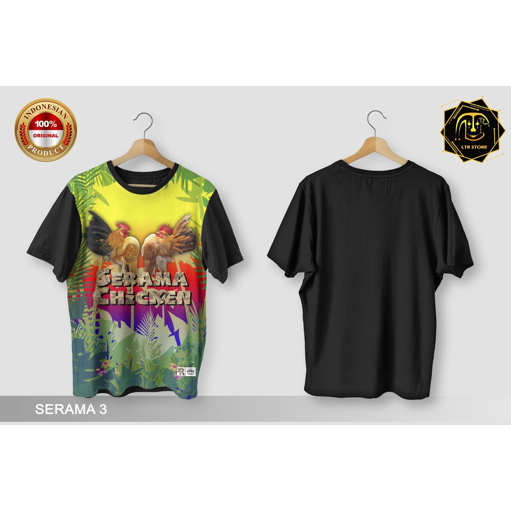 [ BAYAR DI TEMPAT ] BAJU PRINTING GAMBAR AYAM SERAMA 3 - KAOS DISTRO ORIGINAL MOTIF HOBI HOBBY AYAM 