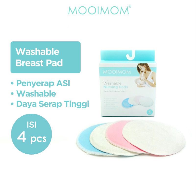 Mooimom - A7003_4 Washable Nursing Pads (2Pairs) BreastPads Kain - Penyerap Asi