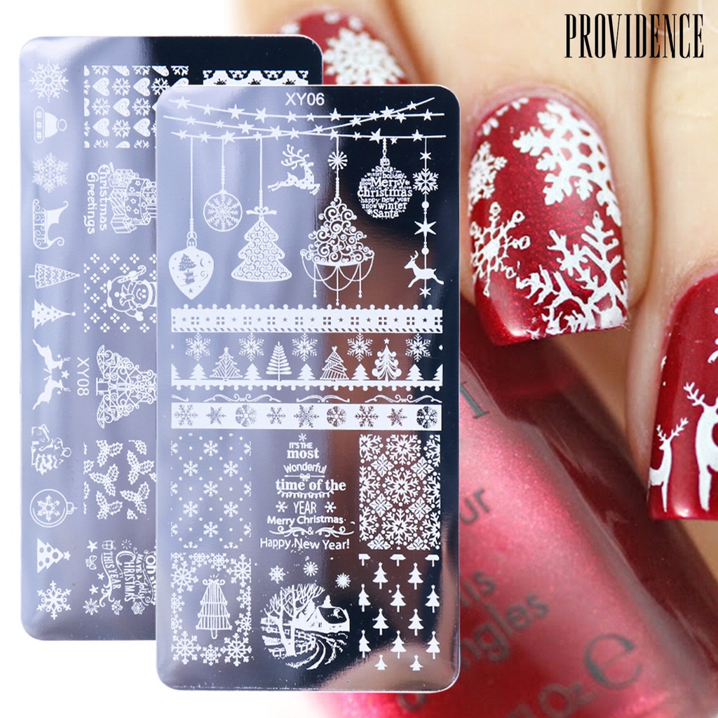 Providence Cetakan Kuku Motif Snowflake Bahan Stainless Steel Untuk Manicure / Nail Art