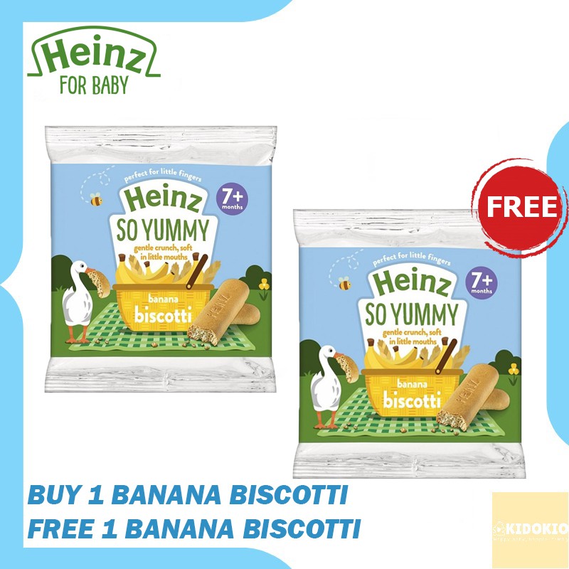 BUY 1 GET 1 Heinz Biscotti Banana 60gr / 7m+ / Cemilan Biskuit Bayi / Cemilan Bayi