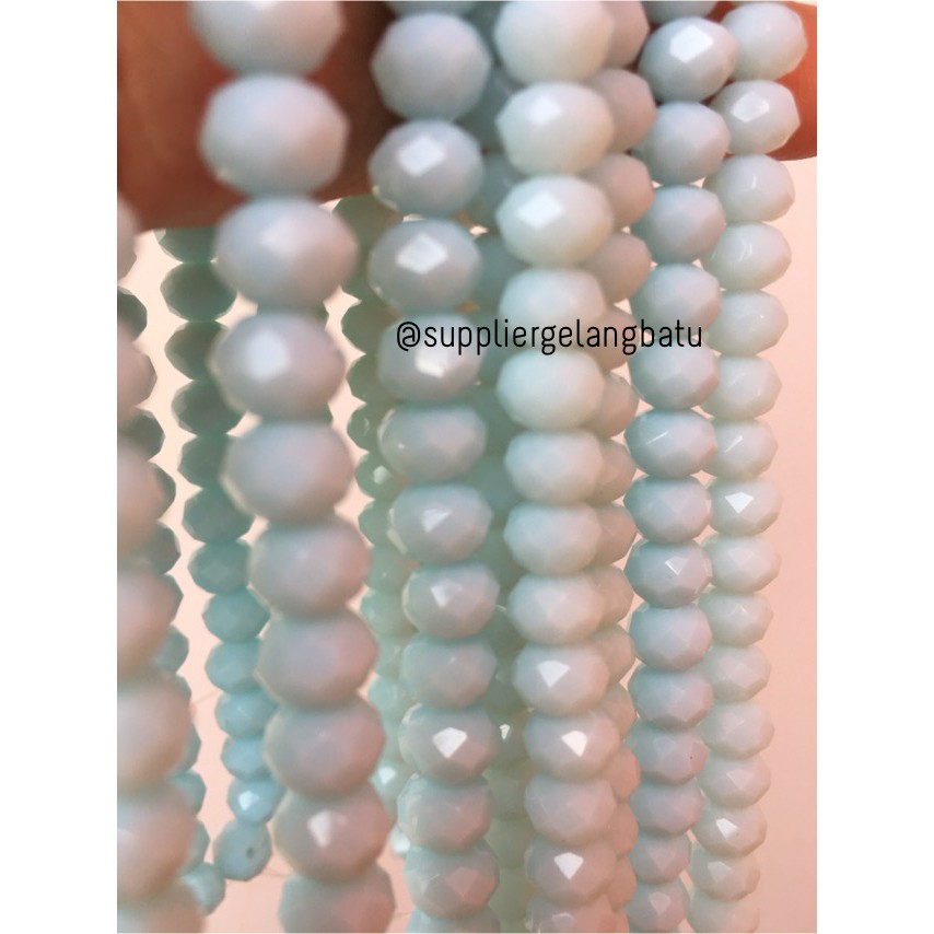 Crystal Ceko Doft 8mm BIRU LAUT muda blue beads manik donat rondel aksesoris craft fashion supplier