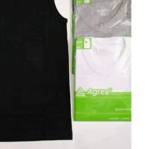 ☉ kao oblong Agree tanpa lengan | TANKTOP| AGREE PUTIH ABU HITAM| M L XL - Hitam, M ✻