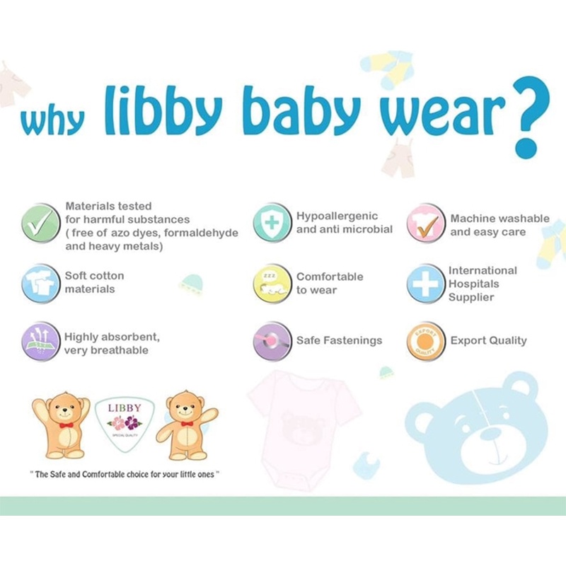 Setelan Oblong Pendek Celana Panjang Libby Baby Girl 1Stel Motif Baru Pakaian Anak Piyama Baju Bayi