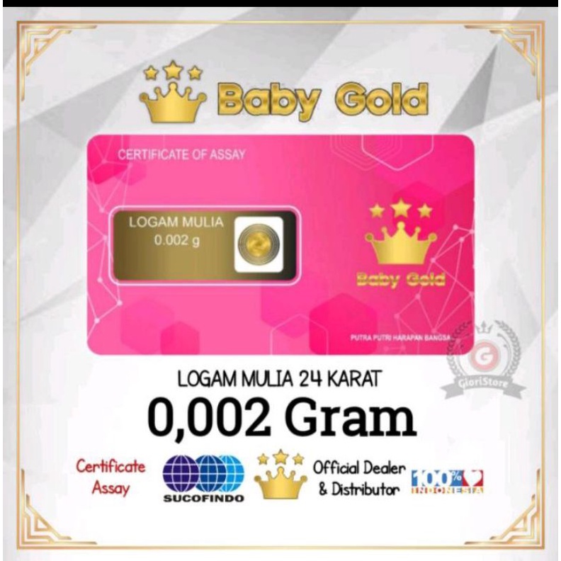 Baby Gold Logam Mulia Emas Asli 24 Karat 0.002 Gram Bersertifikat