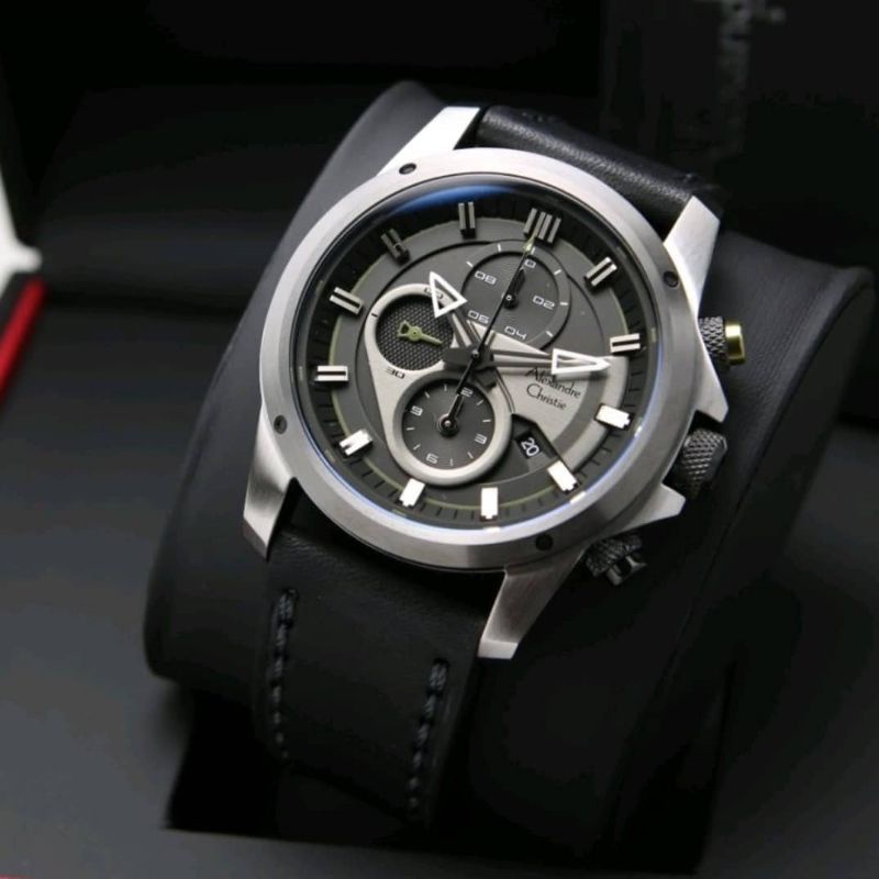 Jam Tangan Alexandre Christie AC 6593 Pria / AC6593 M Silver Black Original
