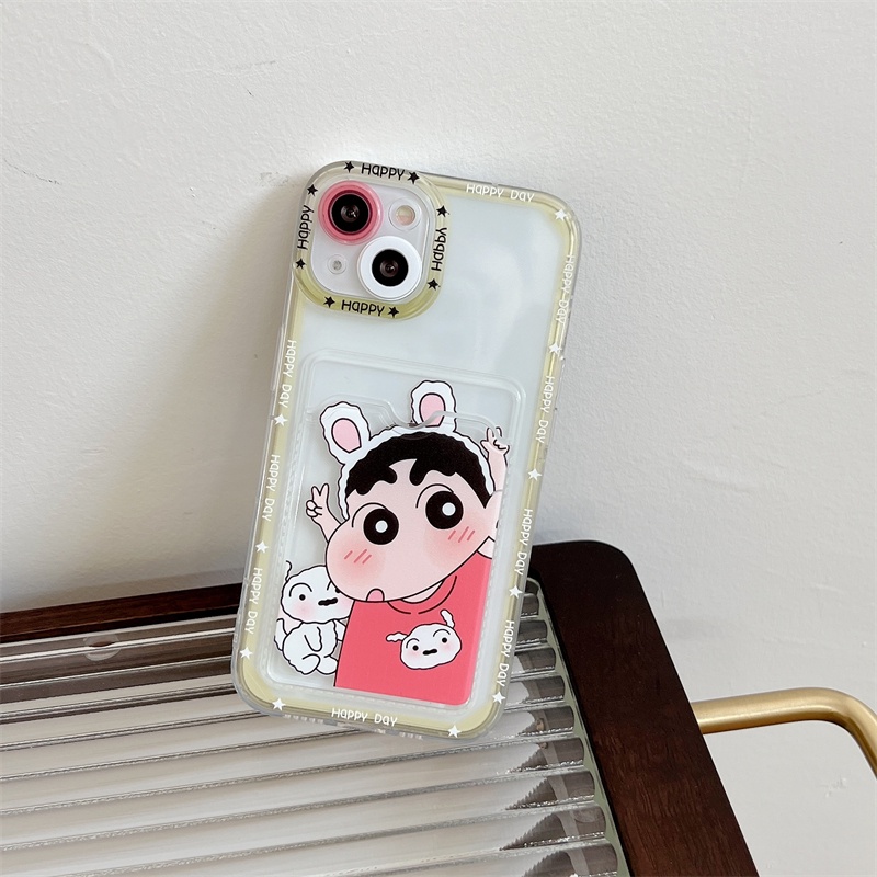 Soft Case Transparan Motif Crayon Shin-chan Untuk iPhone 12 13 Pro MAX 11 X XR XS MAX 7 8 Plus