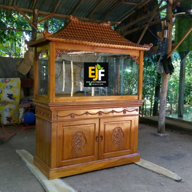 Meja Aquarium Atap  Rumah  Ukir Jati Furniture Mebel MURAH LARIS SHOPE Shopee Indonesia