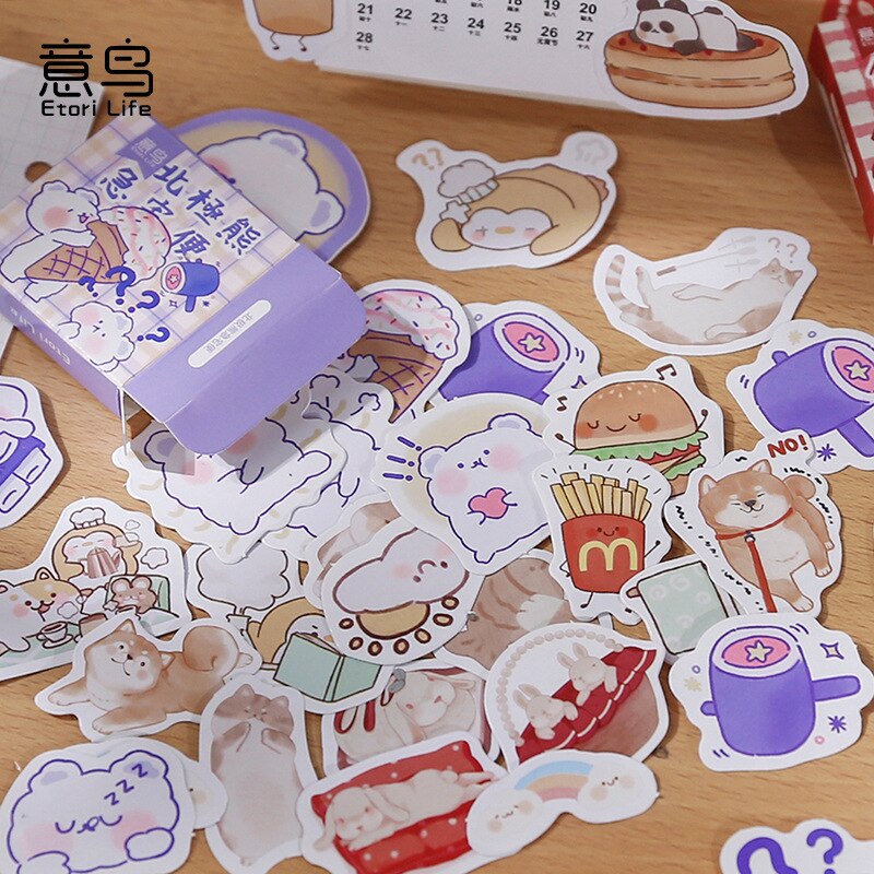 45pcs / Lot Stiker Kertas Gambar Panda Lucu Untuk Scrapbook / Stationery Sekolah-4