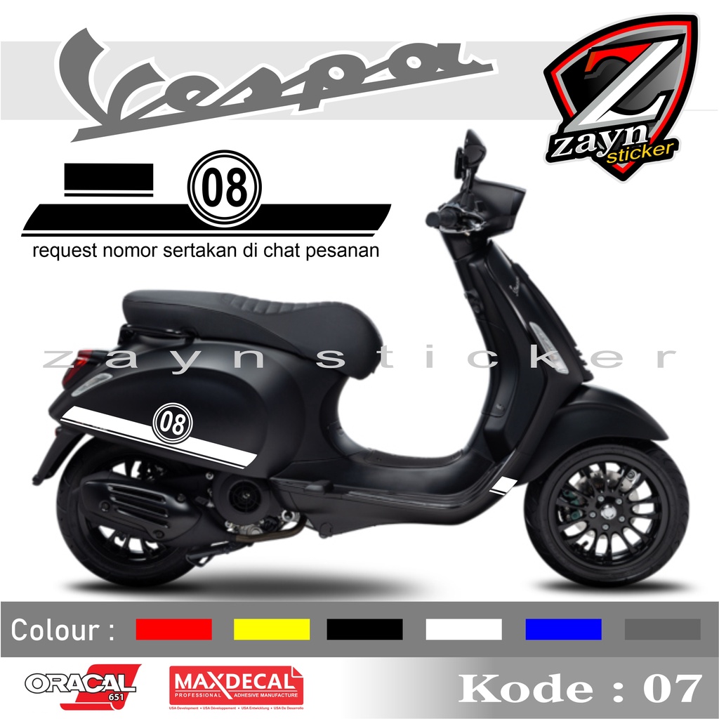 TERMURAH, STIKER LIST CUTTING STICKER STRIPING VESPA CUSTOM NOMOR 07