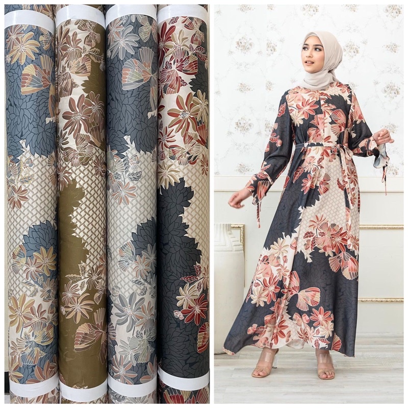 Bahan Kain Diorsilka kupu-kupu / kain meteran murah / bahan gamis seragam / maxmara