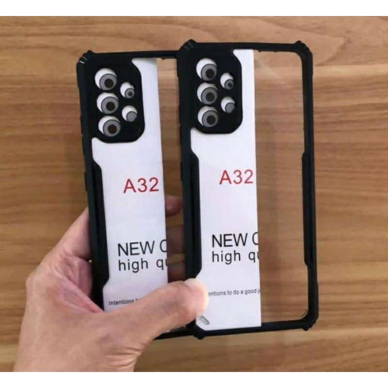 Samsung A32 4G / A52 / A72 Softcase Airbag Bening Silikon Cover Lis Hitam Soft Case