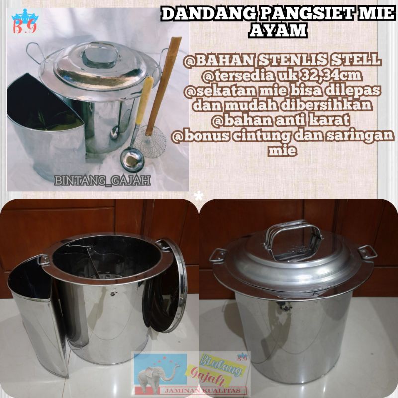 DANDANG pangsiet mie ayam/tong mie sekatan bisa dilepas stenlis