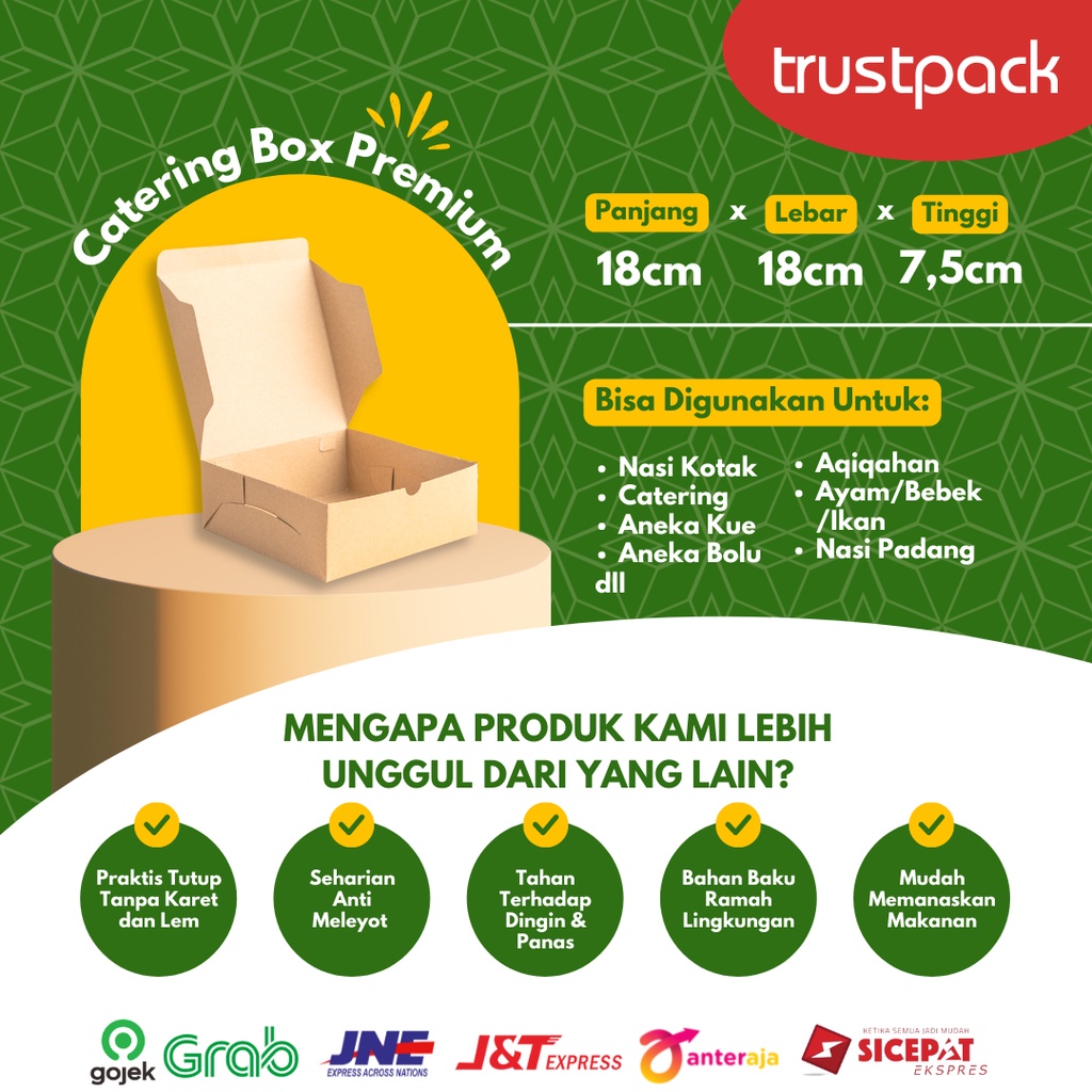 DUS NASI 18x18 KOTAK NASI KRAFT PAPER / COKLAT PALING TEBAL 350 GSM