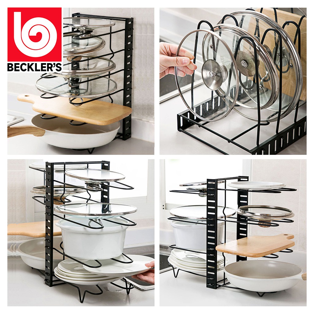 Rak Tutup Panci Teplon Wajan/ Rak Dapur Stainless Steel Serbaguna 4/8 Tingkat
