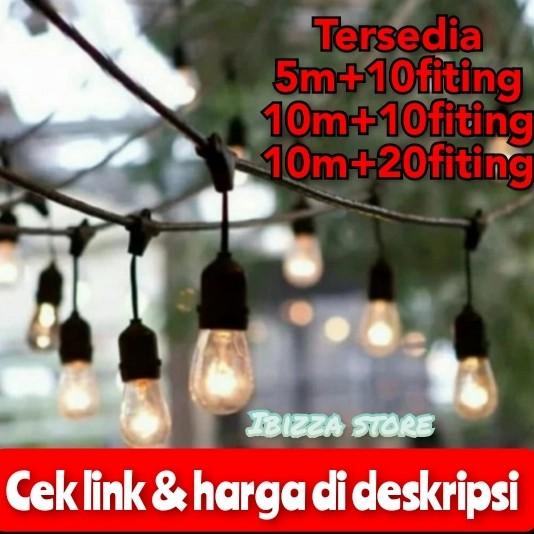 kabel fitting lampu cafe gantung outdoor E27 10M 10Fitting