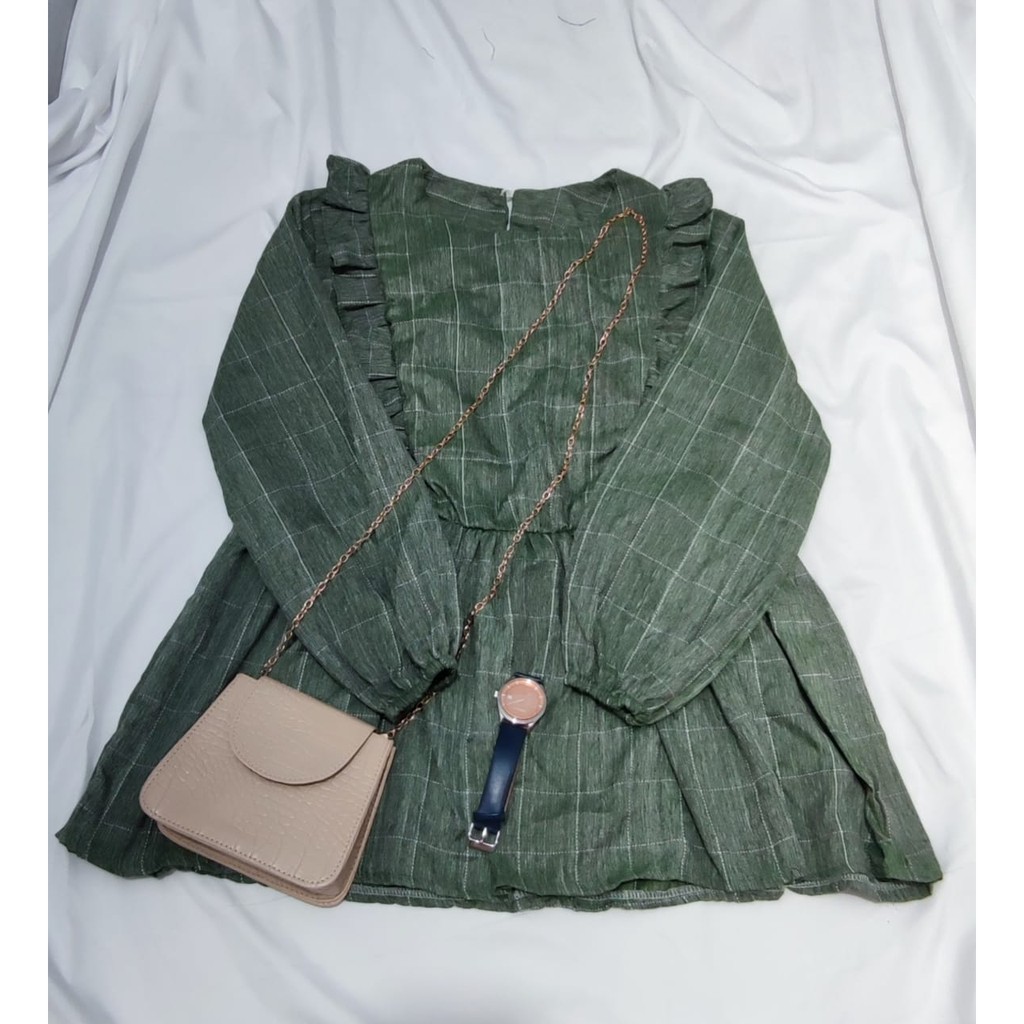 JB CIRELEA BLOUSE - BLOUSE MUTHIA / BLOUSE CIRELEA (LD 96 PJ 60)-Kotak Hijau