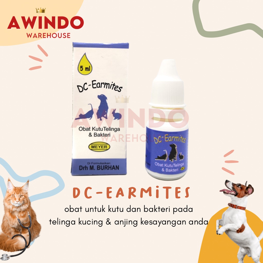 EARMITES HEWAN - Dc Earmites Obat Kutu Bakteri Telinga Kuping Kucing Anjing