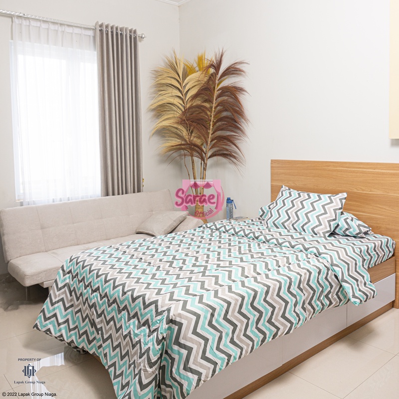 Two tone Bedcover sprei set by SARAE OFFICIAL katun jepang adem bahan halus abu tua muda minimalis