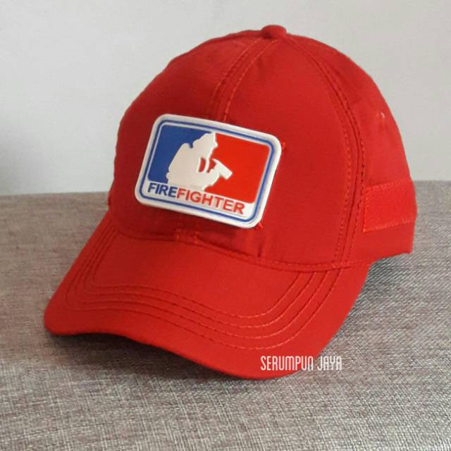 TOPI FIRE FIGHTER MERAH OUTDOR LAPANGAN - TOPI FIRE FIGHTER VELCRO MERAH