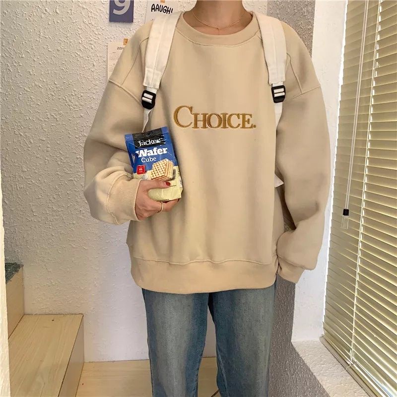 Sweater switer Oversize Crewneck Pakaian Wanita Korean Style Oblong Terbaru CHOICE BORDIR Kekinian Termurah