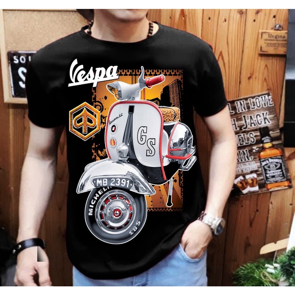 Baju Kaos Pria Distro vespa putih