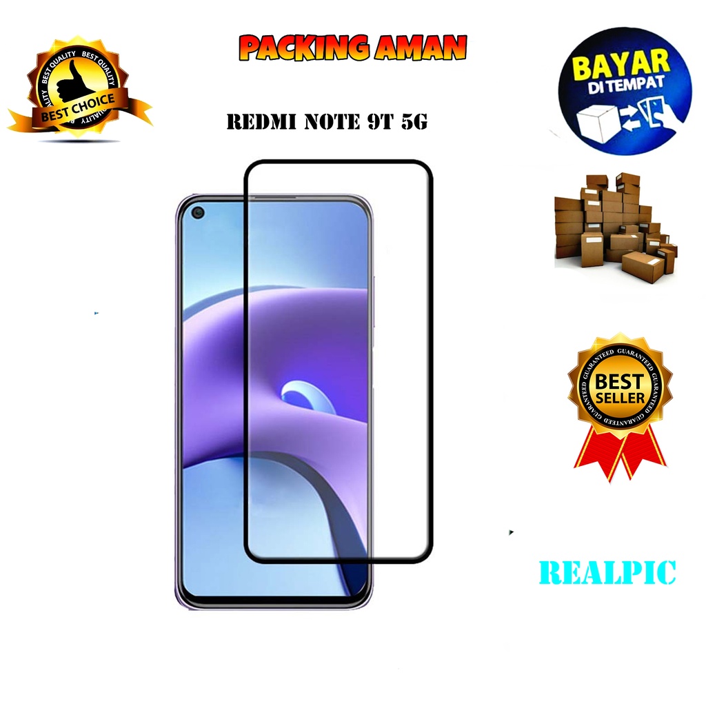 Tempered Glass Xiaomi Redmi Note 9T 5G Full Cover / Full Screen Protector Anti Gores