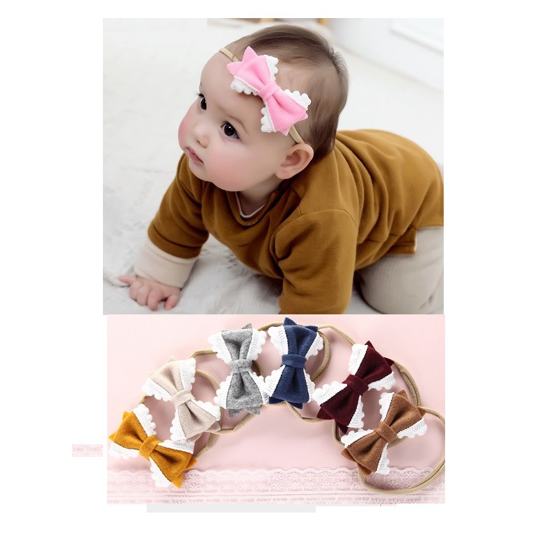 D41 Bandana bayi / headband anak nylon USA motif pita warna warni