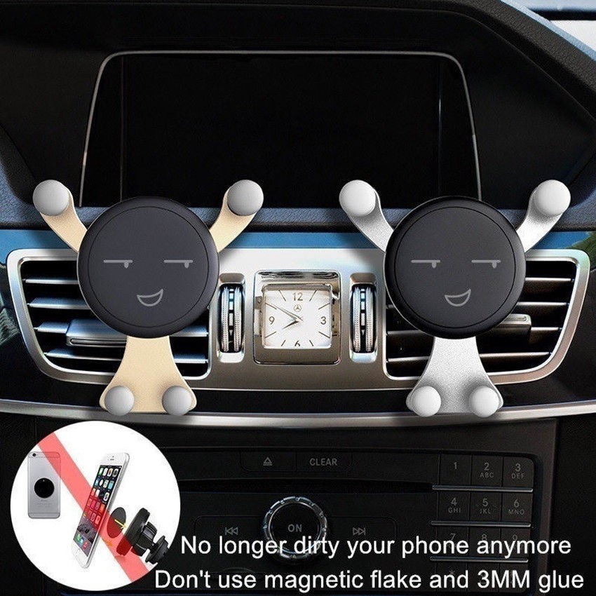 Universal No Magnetic Gravity Car Mobile Phone Holder / Smile Face Air Vent Clip Phone GPS Mount / in Car Smartphone Stand / Kompatibel dengan for iPhone 11 Pro XS Max Android Phone Xiaomi Huawei Samsung