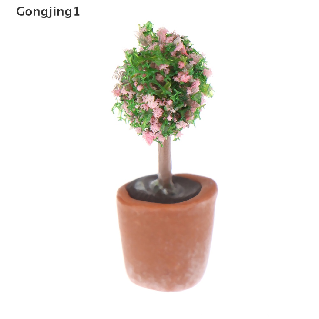 Gongjing1 4Pcs Miniatur Pot Tanaman Hijau Skala 1: 12 Untuk Dekorasi Rumah Boneka