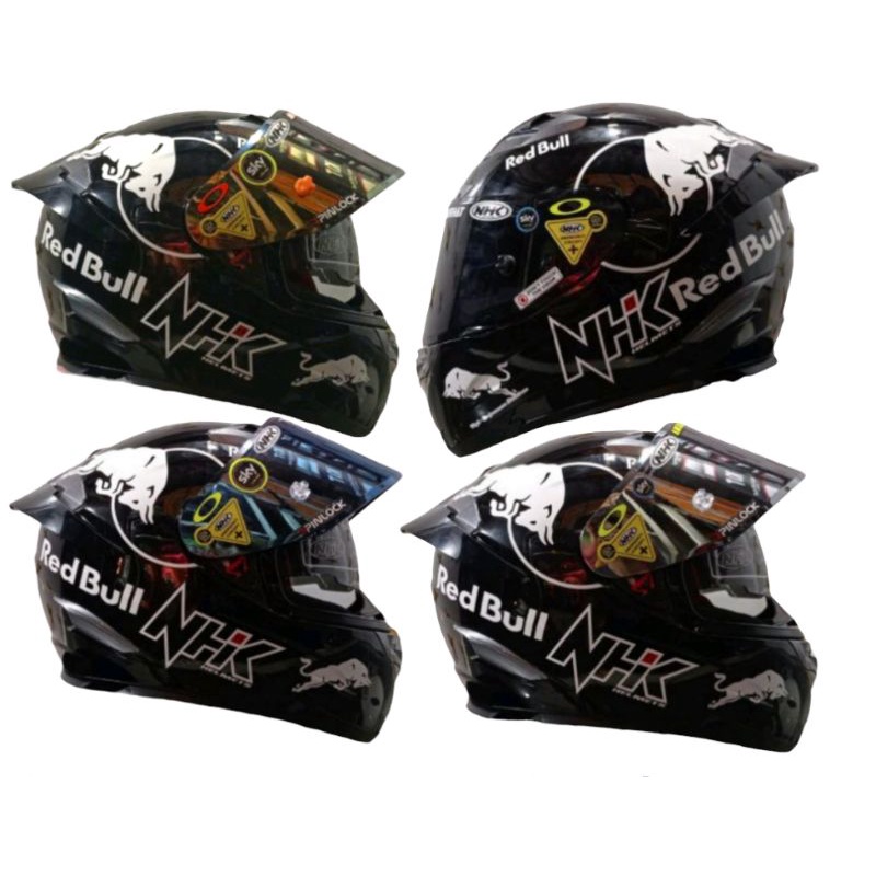 HELM NHK RX9 HITAM GLOSSY RED BULL PAKET GANTENG ORIGINAL
