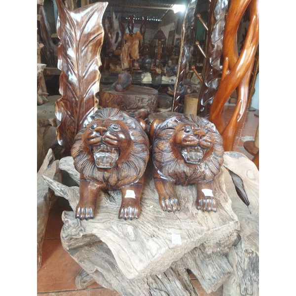 Patung kayu singa mini murah terbaru