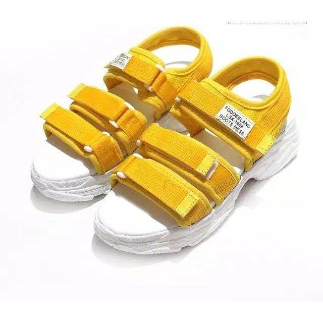 Sandal Gunung Wanita  Korean Fashion Sol putih Tebal 4 Cm- Kuning