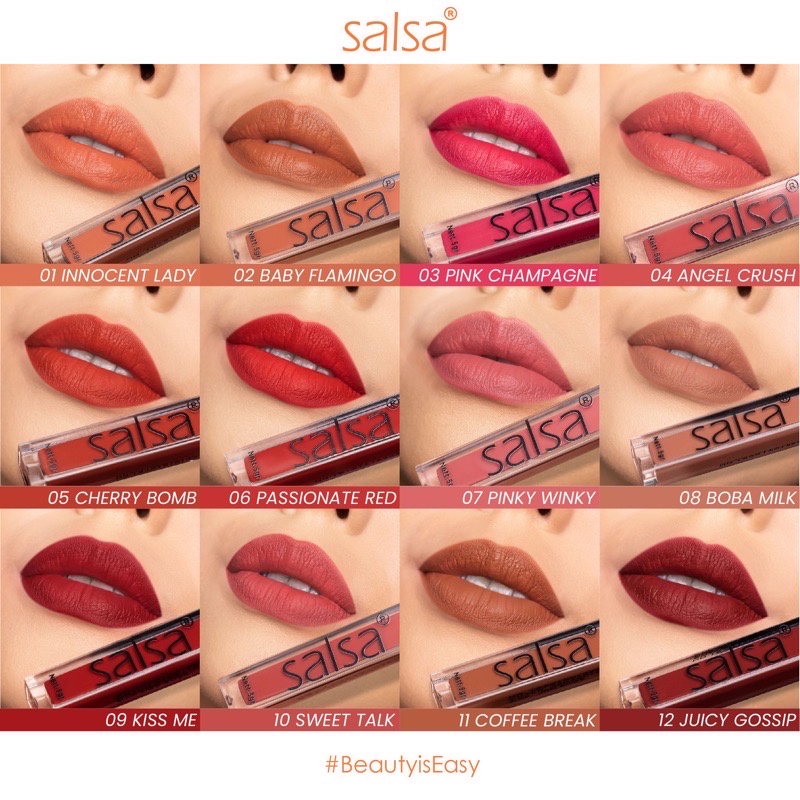 SALSA Dynamatte Lip Cream Indonesia / Lipstick Matte Long Lasting 5gr / LipCream Lipstik Gincu Tint Velvet Stain Gloss Serum Liner Plumper Perawatan Pelembab Bibir / Cosmetic Eyebrow Eyeliner Mascara Nail Polish Peel Off Kutek Curler Sponge / Paket Wajah